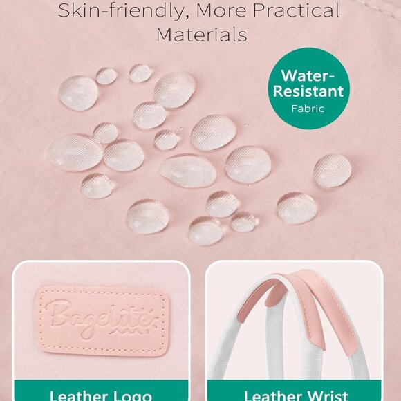 Pink Waterproof Cotton-Poly Tote Bag for Women with Multiple Pockets and Adjusta - Picture 4 of 8